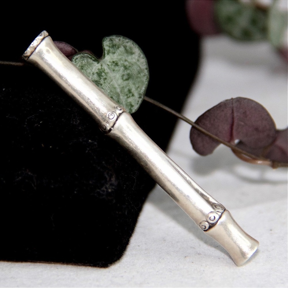 John Hardy Sterling Silver Bamboo Stick Pin Brooch Nature Inspired Designer 925
